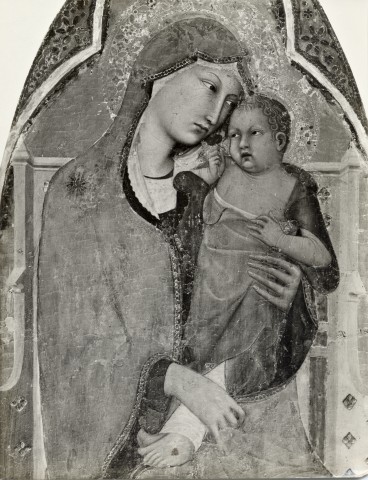 Electa — Memmi Lippo di Filippuccio - sec. XIV - Madonna con Bambino in trono e donatore — particolare
